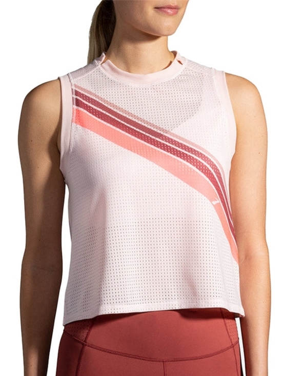 Brooks Tops - Brooks Go Further Perforated Running Tank Light Pink Women Small